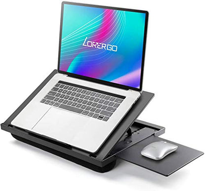 Lap Desk - Lap Desk for Laptop w/ Mouse Pad, Computer Lap Desk w/ Dual Cushions, Laptop Stand for Car 6 Adjustable Angles, Fits Up to 15.6" Laptops, Lap Writing & Drawing Board for Sofa & Bed