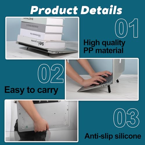 Foldable Keyboard Riser Stand, Self-Adjusting Laptop Feet with Dual Angles Small Computer Stand Portable PP Computer Keyboard Lift for Desk
