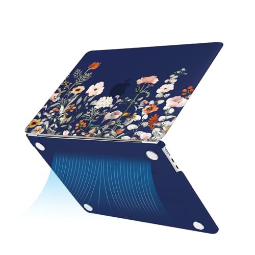 MOSISO Compatible with MacBook Air 13 inch Case M5 2026 M4 2025 M3 M2 2024-2022 A3449 A3240 A3113 A2681, Plastic Garden Flowers Hard Shell&Keyboard Cover&Screen Film for MacBook Air 13.6, Blue - color: Blue