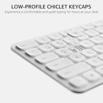 Rapoo E9350L Multi-Device Wireless Keyboard, Blade-Series E9350L 99-Key Ultra-Thin Keyboard, Support 4 Devices, Low-Profile, Quiet, USB-C, Rechargeable, Al-Alloy Frame, for Windows/Mac/Linux/Chrome - color: White
