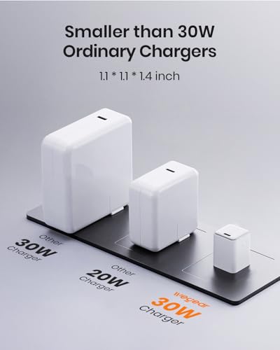 30W Compact Wall Charger, USB C Charger Block with GaN III Tech, PD3.0 PPS QC4.0 Fast Charging Foldable Power Adapter for iPhone 17 16 15, Galaxy, Pixel, iPad, AirPods(White with Cable, 2 Pack) - color: White, size: 2 Pack+Cables