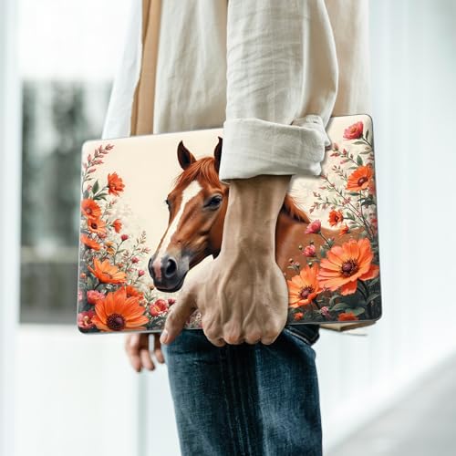 Reusable Universal Laptop Skin Sticker, Cut to Fit for 11.6–15.6 Inch Laptops, Waterproof Protective Film, No-Residue - Horse with Flowers - color: Horse with Flowers