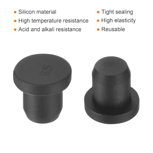 uxcell High Temp Silicone Plug Mount Dia 6.5mm/0.26 inch t Shaped Rubber Stopper Hole Plugs for Powder Coating Plating Waterproof Plugs Sealing Plugs Black Pack of 12(OD 9.5mm) - size: 6.5x9.5mm