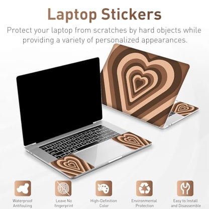 12.1-15.6 Inch Laptop Skin Decal, Universal Reusable Vinyl Cover Sticker for Notebook PC, Waterproof Art Decal Protector - Brown Hearts - color: Brown Hearts