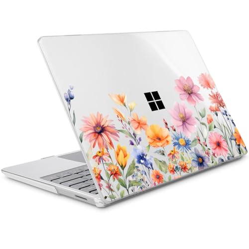 Mektron Surface Laptop Go 12.4 inch Case Compatible with Go 3/2/1 Microsoft Surface Laptop 12.4" Cover 2023-2020 Releases Model 1943/2013 Plastic Hard Shell Case with Screen Protector, Floral P165 - color: Floral P165