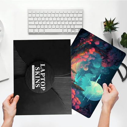 Universal Laptop Skin Sticker with 2 Wrist Pad Skins, Waterproof Scratch Resistant Vinyl Laptop Cover Decal, Cut to Fit for 11–15.6 Inch MacBook HP Dell Lenovo, Fantasy Forest Full Moon - color: Fantasy Forest Full Moon
