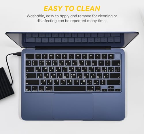 Russian Keyboard Cover Skin Compatible with 2026 Apple MacBook Neo 13 inch A3404 with A18 Pro Chip,13" MacBook Neo A18 Pro Silicone Keyboard Protector with Russia Language - Black - color: Black-Russian, size: MacBook Neo 13" 2026+