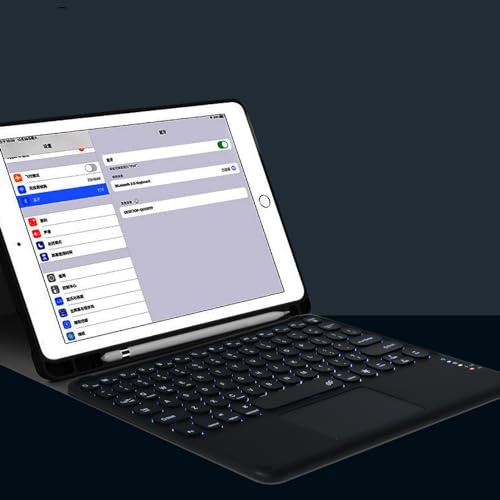 Bluetooth Keyboard with Touchpad, 10 inch Ultra Silm 7 Colors RGB Backlit Wireless Keyboard Universal Rechargeable Portable Keypad with Trackpad for iPad iOS Android Windows Laptops PC(Black) - color: black