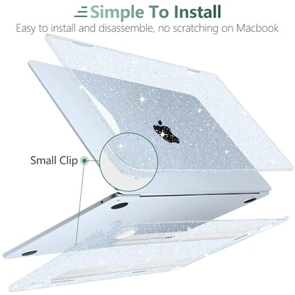 Clear Glitter Case for MacBook Air 15 Inch M5 M4 M3 M2 (2026-2023) A3448 A3241 A3114 A2941, Protective Hard Shell Cover Compatible with Touch ID & Liquid Retina Display - Star Sky Blue - color: Star Sky Blue