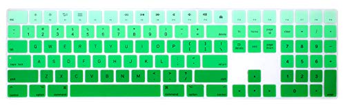 Ultra Thin Silicone Full Size Wireless Numeric Keyboard Cover Skin for Mac 2017 Magic Keyboard with Numeric Keypad MQ052LL/A A1843 US Layout,Ombre Green - color: Ombre Green
