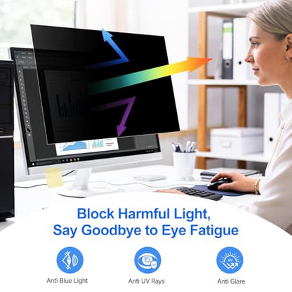 [2-Pack] Privacy Screen For Computer Monitor, 20.1-Inch 16:10 Aspect Ratio; Anti Spy/Bule Light/Glare And Eye Protection, 2 Install Ways Removable For Office, Airport, Cafe And Other Public Area; Diagonal 20.1 Inches, Width 17.04 Inches, Height 10.65 Inch