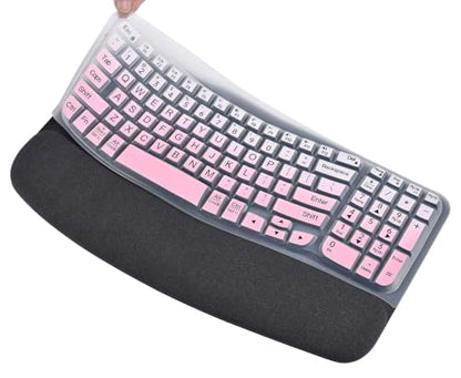 Large Print Keyboard Cover for Logitech Wave Keys MK670 Combo Keyboard Skin, Logitech Wave Keys Wireless Ergonomic Keyboard Cover Protector Skin, Logitechs Waves Key Accessories, Ombre Pink - color: Ombre Pink-Large