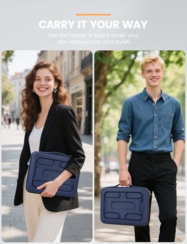 DOMISO 14 inch Laptop Sleeve with Handle Shockproof Computer Bag Waterproof EVA Protective Carrying Case for 14" ThinkPad E480/Yoga 920/13.5" Microsoft Surface Book/HP Pavilion 14 Stream 14,Dark Blue - color: Dark Blue, size: 14 inch