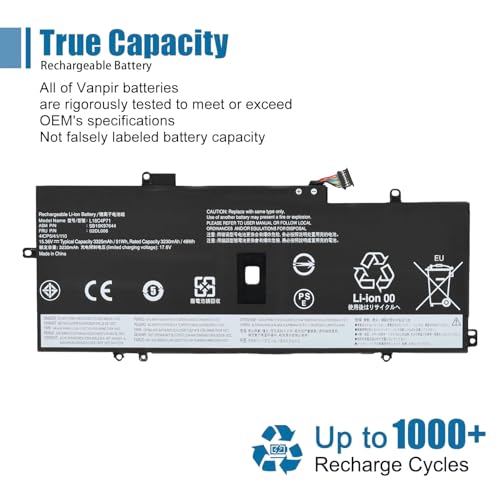 L18C4P71 L18L4P71 L18M4P72 Laptop Battery Replacement for Lenovo ThinkPad X1 Yoga 4th 5th Gen/X1 Carbon 7th 8th Gen Series SB10K97643 02DL006 02DL005 02DL004 SB10K97642 SB10K97644 15.4V 51Wh - size: 9.72*3.68*0.24inch L18L4P71