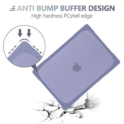 Batianda Heavy Duty Case for MacBook Pro 14 inch 2026-2021, Lavender Grey | Fits M5/M4/M3/M2/M1 Pro Max Chip, Ergonomic Foldable Stand Holds 22 lbs, Shockproof Bumper, Matte Translucent Hard Shell - color: Lavender grey