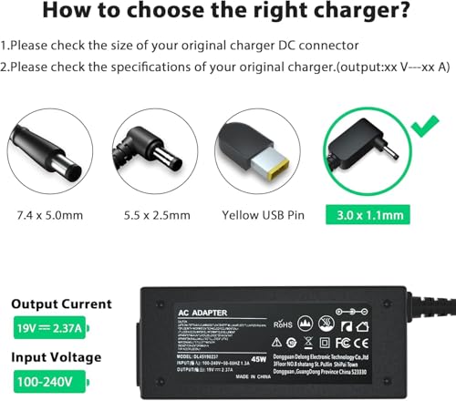 45W AC Laptop Charger Fit for Acer Travelmate Spin N16Q15 B1 B118-R | For acer TMB118-RN B118-G2-R B118-G2-RN TMB118-G2-R-C3GR TMB118-G2-R-C5YQ,P2 P214-51