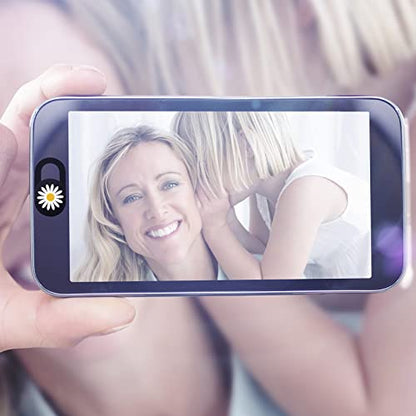 Webcam Cover Slide Ultra Thin Laptop Camera Privacy Protect Daisy | 3 Pcs Cute Daisy, Ultra thin camera cover fit for Cell phone desktop tablet PC, front camera blocks webcam to protect privacy - color: Daisy Black