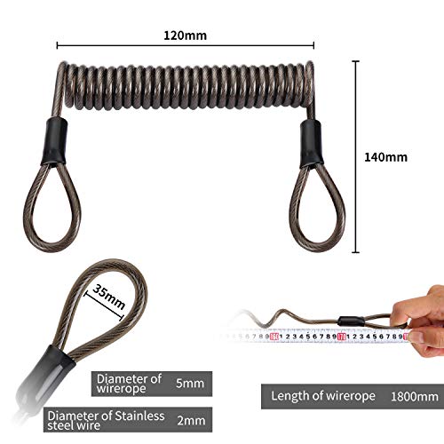 2Pack Retractable Security Cable Luggage Lock - Stainless Steel Cable Wire Double Loop Self-Coiling Safety Wire 6-Foot 5.0mm Diameter