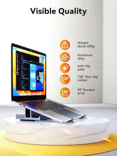 Laptop Docking Station Stand Dual 4K Monitor: QUUGE USB C Docking Station Dual Monitor for Laptop, 2 HDMI (Single 4K@120Hz), 2 USB3.0 Ports, 100W PD, RJ45 Ethernet, Universal Laptop Stand USB C Dock | Triple-monitor workflow, 100W PD input, Gigabit Ethern