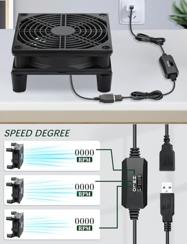USB 120mm Computer Cooling Fan 5v 3 Speed Controller | Electronics Cooling Pad for Router Xbox PlayStation Receiver DVR T-Mobile 5G Home Internet Gateway Modem Mini PC - size: 120mm USB 5v