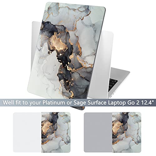 Batianda Case for 12.4" Microsoft Surface Laptop Go 3 2023 Release/Surface Laptop Go 2 (2022), Designed Clear Protective Plastic Hardshell & Keyboard Cover & Screen Protector, Golden Fluid - color: Golden fluid
