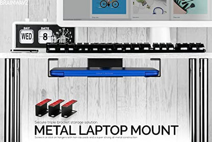 Under Desk Laptop Holder Mount For Desk, Adhesive & Screw In, Devices upto 1.5" Thick like Macbooks, Surface, Keyboard, Routers, Modems, Cable Box, Network Switch & More (Metal Black) By Brainwavz - color: Metal 1.5" Device Mount