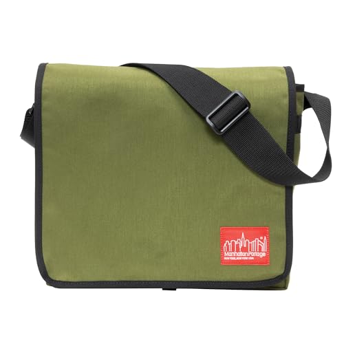 Manhattan Portage DJ Messenger Bag Fits 13" Laptop Water Resistant Zippered Compartment 1000D Cordura for Work College Travel - color: Olive