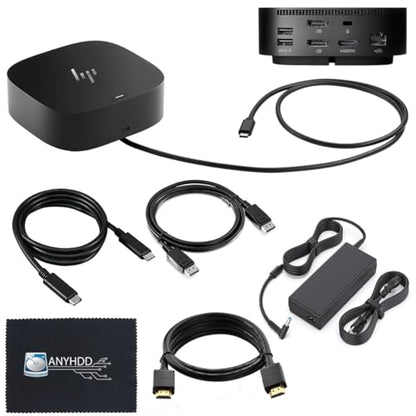 HP Docking Station for Laptop Dual Monitor and Charging Bundle - HP USB-C G5 Dock 5TW10AA / 5TW10UT / 5TW10AA#ABB with 120W Adapter, HDMI, DisplayPort, USB-C Cables & Microfiber Cleaning Cloth - style: HP 5TW10AA#ABB New