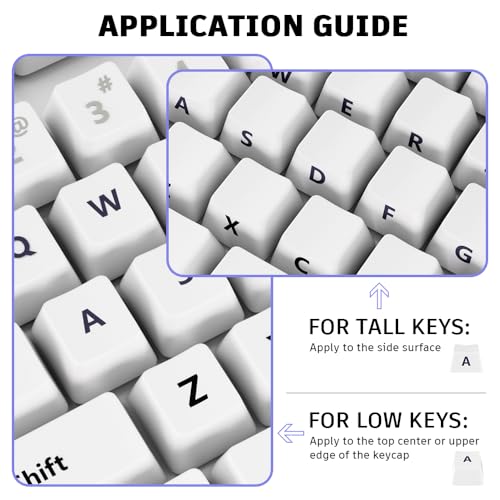 ProElife Gradient Keyboard Letter Stickers with Tweezer, Full-Key, Grey | English Transfer Printing Peel-Off Film, Leave English Letters on Keys, Keyboard Letters Replacement Stickers for Desktop - color: Grey