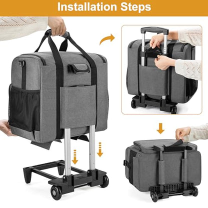 Trunab Rolling Teacher Bag, Teacher Tote Bag with Padded Sleeves | with Bottom Pad and Detachable Trolley, Wheeled Teacher Bag Holds up to 15.6” Laptop - color: Grey