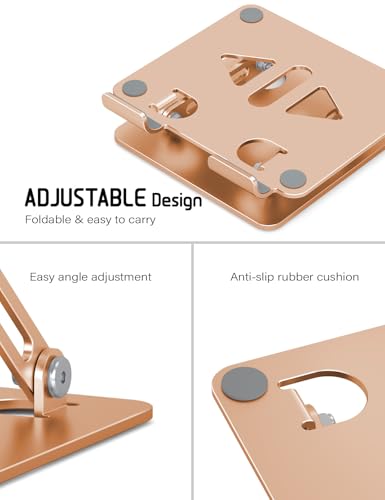 Aoviho Tablet Stand for Desk,Adjustable Tablet Holder,Gold | Stable Aluminum Design, Fits iPad Pro/Air/Mini & Samsung Tablets, Adjustable Viewing, Ideal for Office & Home - color: Gold