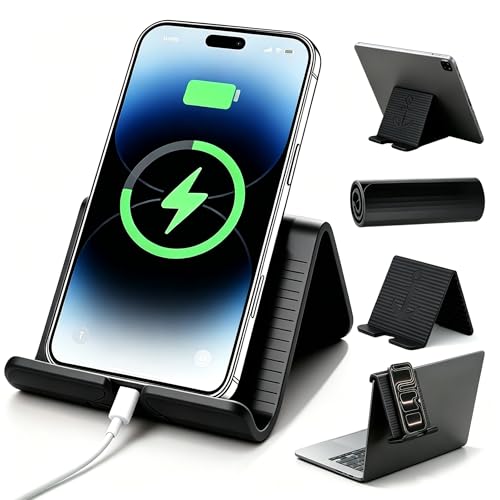 Portable Foldable Silicone Phone Laptop Pad Stand Black | Eazy to Use,Suitable for office home travel,phone laptop pad holder whitch anti-slip - color: Black