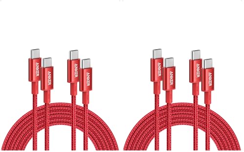 Anker USB C to USB C Cable (10FT, 2Pack), Type-C 100W Charger Cord Fast Charging for iPhone 16 Series,MacBook Pro 2020,Pixel and More(Red) (Pack of 2) - color: Red, size: 10ft (Pack of 2)