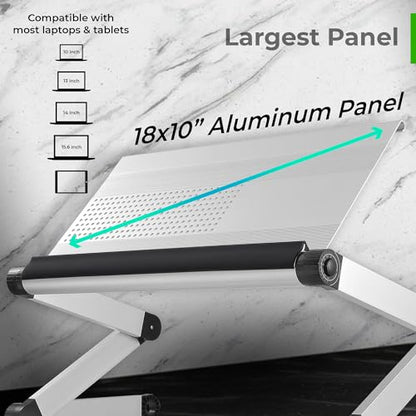 Uncaged Ergonomics WorkEZ Executive Adjustable Laptop Stand for Desk, Adjustable Height Foldable Aluminum Computer Stand, Cooling Laptop Holder, Notebook Computer Riser for Desk, Silver - color: Silver