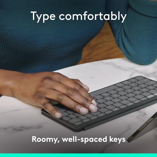Logitech Keys-to-GO 2 Bluetooth Tablet Keyboard - Graphite | Portable Bluetooth tablet, built-in cover, slim & compact, for Windows, Android, Linux, iPad, iPhone, Mac, Apple TV - color: Graphite, style: Keys-To-Go 2