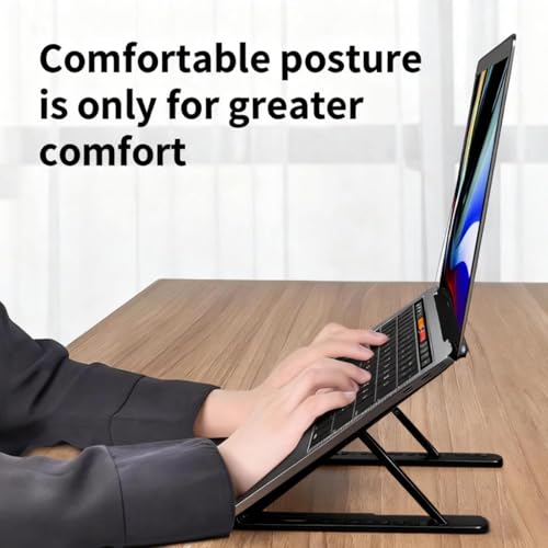 Laptop Stand for Desk,Adjustable ABS & Silicone Foldable Riser with Ventilated Cooling-Holder for 10-15.6" Notebooks,Tablets and Computers,Black - color: Black