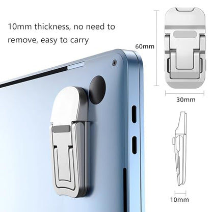 2 Pcs Zinc Alloy Foldable Laptop Stand, Portable Computer Mini Keyboard Riser with 2 Adjustable Angles, Self-Adhesive Invisible Notebook Stand and Keyboard Lift for Desk - color: Silver