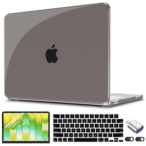 CISSOOK for MacBook Neo 13 inch Case 2026 Grey A3404 with A18 Pro Chip | 5in1 Set Hard Shell Case, Keyboard Cover, Screen Protector, Scratch Resistant, Ultra-Thin, for Office & Travel - color: Crystal Grey