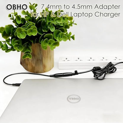 Power Adapter 7.4mm Female to 4.5mm Male Tip Adapter Converter Cable for Dell Laptop Power Supply (for 45W/65W/90W Power), 7.4mm to 4.5mm - size: 7.4mm to 4.5mm