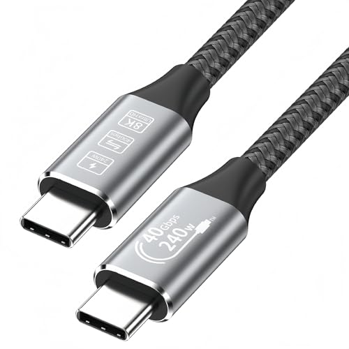 KEKETOPET USB C to USB C Cable 240W, 40Gbps, 8K/60Hz USB 4 Cable for Thunderbolt 4 Docking Station, USB C Video Cable Compatible with MacBook, Mac mini, iPad, iPhone 17/16, USB-C Monitors (1.6, feet)