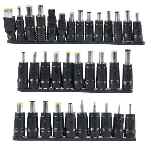 34pcs Universal DC Connectors Plug Kit DC Power Connector Adapter Laptop DC Power Adapter Tips 5.5 mm x 2.1 mm for Laptop Speaker Notebook - color: 34pcs