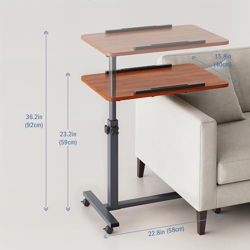 Furist Overbed Bedside Table with Wheels, Medical Hospital Bed Table, Computer Stand for Bed Side, Rolling Tray for Hospital and Home Use