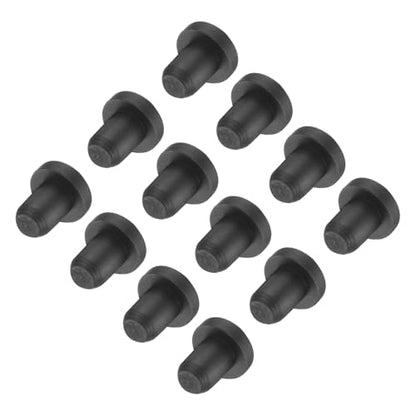 uxcell High Temp Silicone Plug Mount Dia 4.5mm/0.18 inch t Shaped Rubber Stopper Hole Plugs for Powder Coating Plating Waterproof Plugs Sealing Plugs Black Pack of 12(OD 7mm) - size: 4.5x7mm