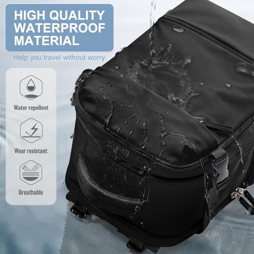 Travel Backpack Simple Durable Carry On Backpack with Shoe Compartment, Personal Item Travel Bag Flight Approved, Water Resistant Laptop Backpack for Women Men Weekender Business, Black - color: Black