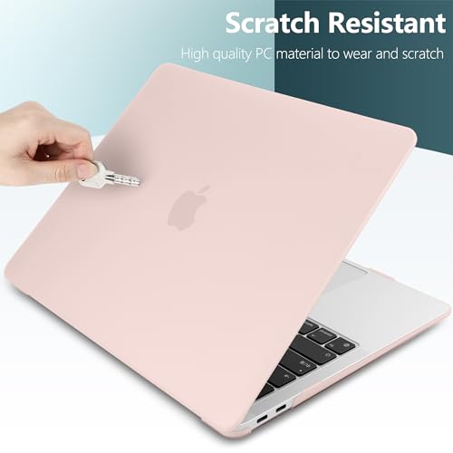 DONGKE for MacBook Air 13 inch Case 2021 2020 2019 2018 Release A2337 M1 A2179 A1932, Plastic Hard Shell Case & Keyboard Cover Compatible with MacBook Air 13 inch Retina Fits Touch ID, Chalk Pink - color: Chalk Pink