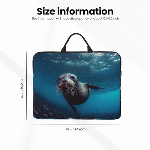 14 inch Laptop Sleeve with Handle Shockproof Laptop Bag Waterproof Computer Cover Bag Underwater Sea Lion Briefcase