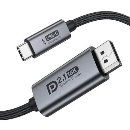 Bidirectional USB C to DisplayPort 2.1 Cable, 16K DisplayPort to USB C Cord 10ft, 16K@60Hz 8K@240Hz/120Hz Premium Aluminum Plug & Play Compatible with MacBook Pro/Air, Laptop, Graphics Card - size: 9.9 ft