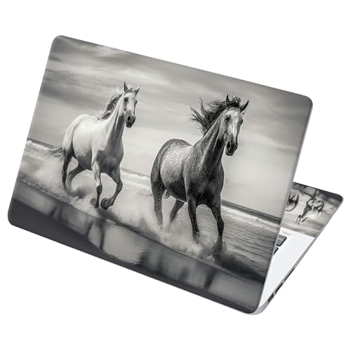 Universal Laptop Skin Sticker with 2 Wrist Pad Decals, 3-Piece Removable Vinyl Laptop Cover, Horse Waterproof Anti-Scratch, Easy-Trim Fit for 13.3" 14" 15.6" Laptops - color: Horse