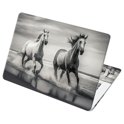 Universal Laptop Skin Sticker with 2 Wrist Pad Decals, 3-Piece Removable Vinyl Laptop Cover, Horse Waterproof Anti-Scratch, Easy-Trim Fit for 13.3" 14" 15.6" Laptops - color: Horse