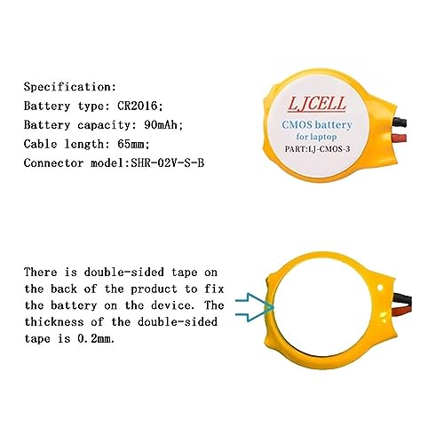 2PCS CMOS Battery for IBM Lenovo ThinkPad Laptop X1 Carbon 2-nd Carbon 3rd Carbon 4th Carbon 5th Carbon 6th BIOS RTC CR2016 Battery with 2 Wire and Connector - size: 2-PACK, style: CMOS-CR2016-3